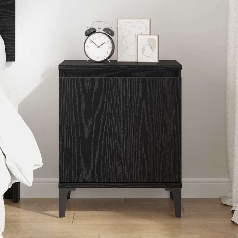 Bedside Cabinet 40 X 30 X 50 Cm Engineered Wood, Black Oak