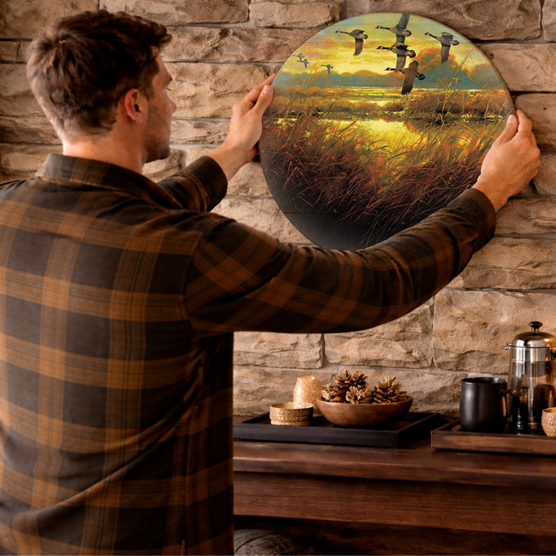 Panneau mural rond en bois « Fin parfaite » (53 cm).