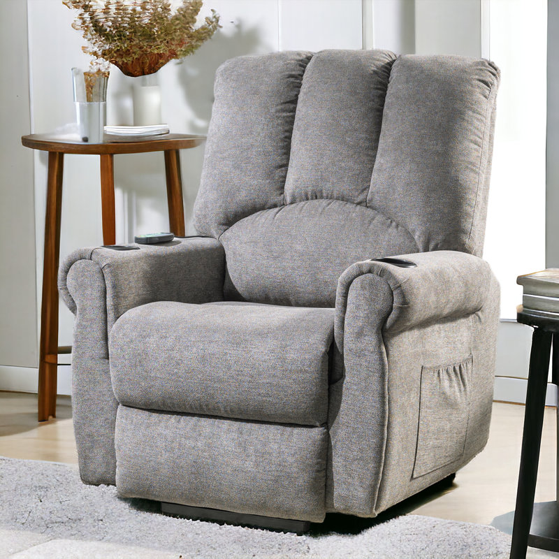 Upholstered Heated Massage Chair, Grey