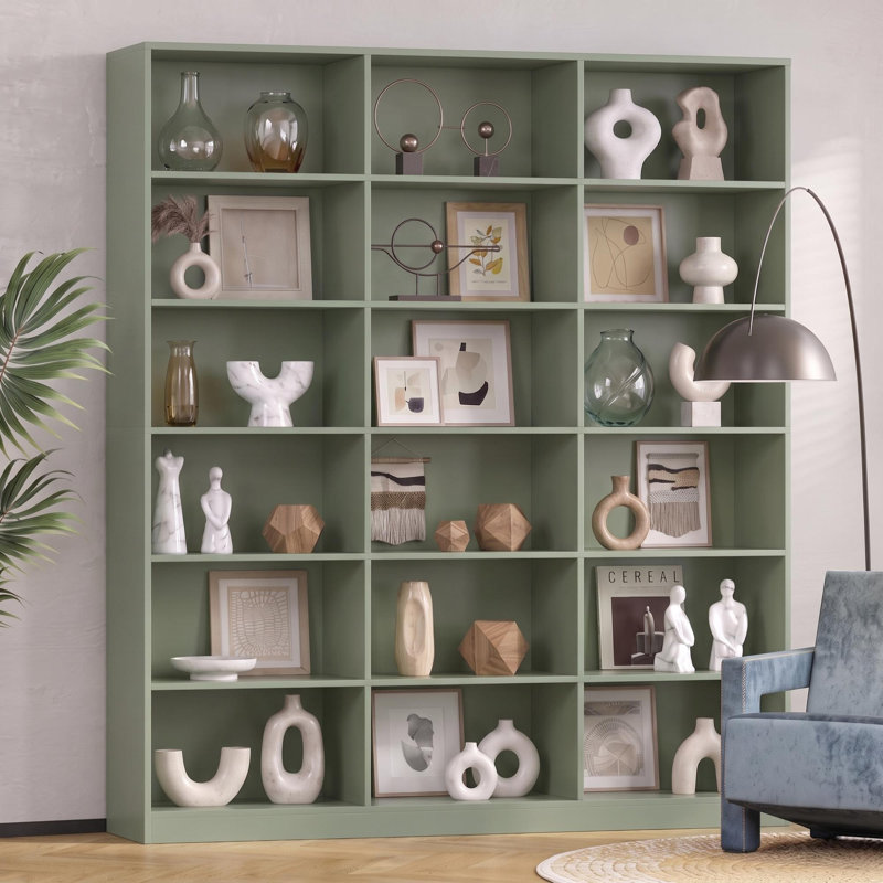 Azarias 59.1'' W X 72.1'' H 6-Tier Bookcase, Green