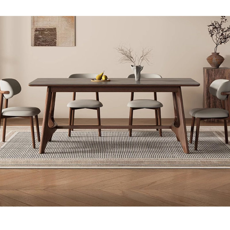 Avira 71"L Marble White Top Solid Wood Dining Table