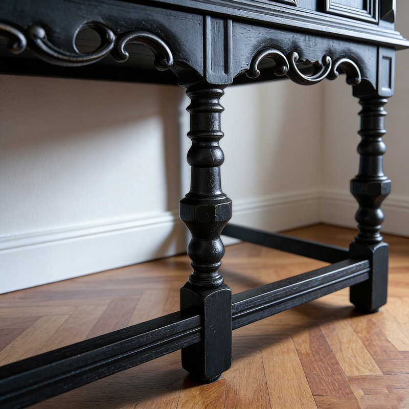 High-End Retro Black Sideboard