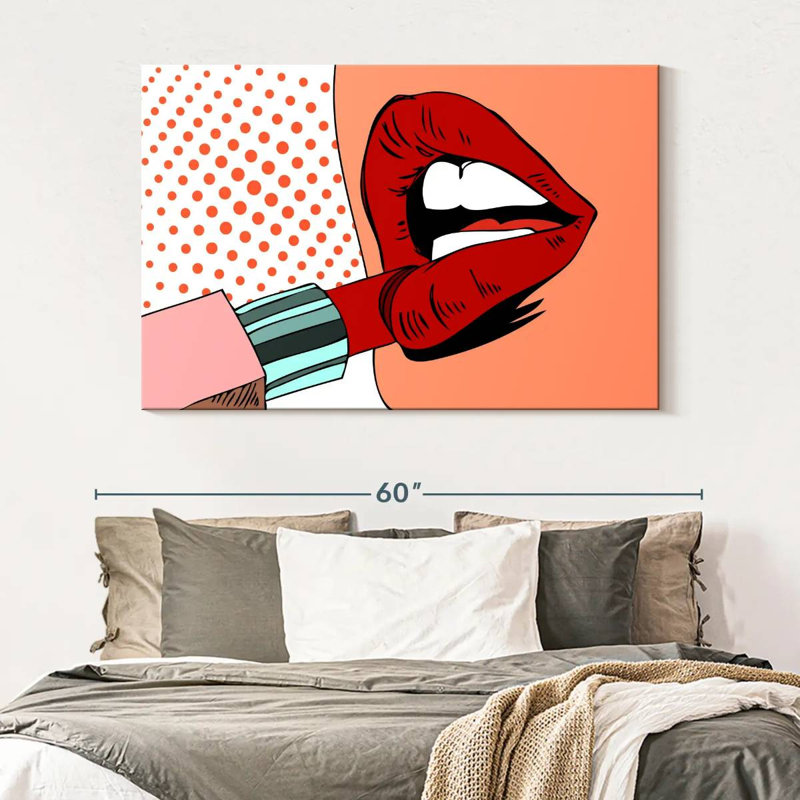 Shuttleworth Retro Pop Red Lips, 34" H x 51" W