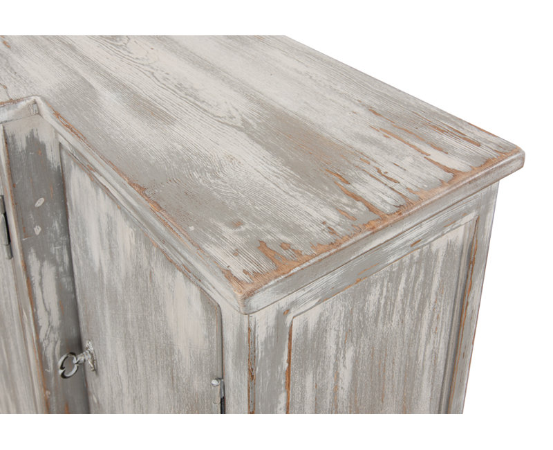 Distressed Farmhouse 80'' Gray Solid Wood Waterfall Sideboard