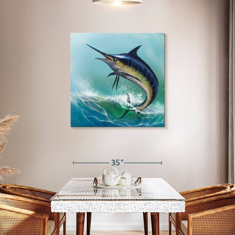 Crowle Blue Marlin Painting, H 36 po x l 36 po