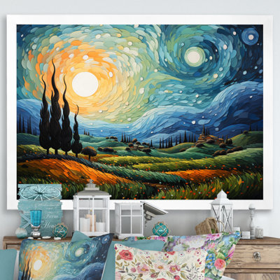 Vangogh The Swaying Cypress II Framed On Canvas by Vincent Van Gogh Painting