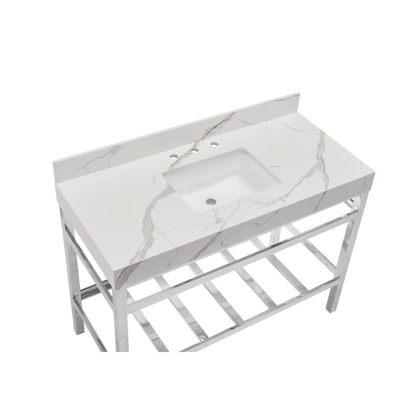 Marseille 48'' Calacatta White Engineered Marble Vanity Top with Sink