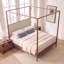 Structure de lit à baldaquin en bois massif de style Mid-Century avec tête de lit tapissier Boucle, lit plateforme à 4 colonnes avec pieds fuselés, aucun sommier requis, assemblage facile-844430464