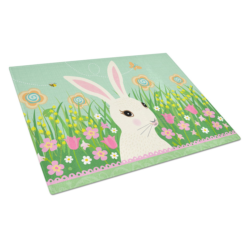 Caroline's Treasures Glass Easter Bunny Cutting Board