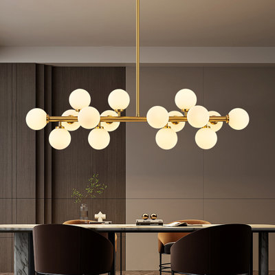 16 - Light Dimmable Bubble Glass Sputnik Modern Linear Chandelier