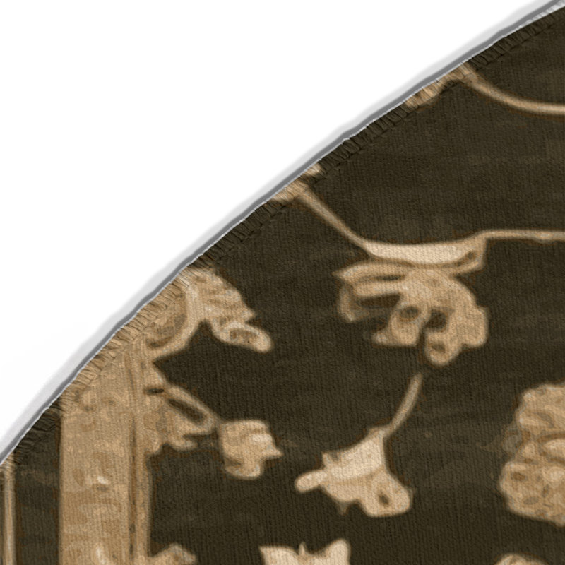 Overdyed Brown Indoor and Outdoor Area Rug, Round 5'