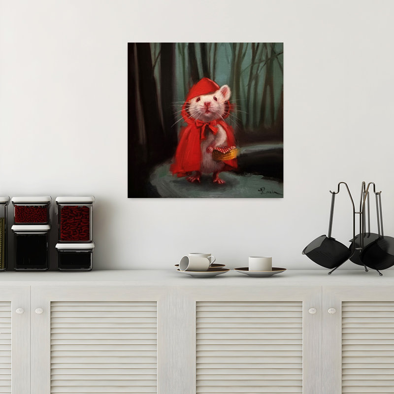 Petit art urbain contemporain rouge, H 18 po x l 18 po