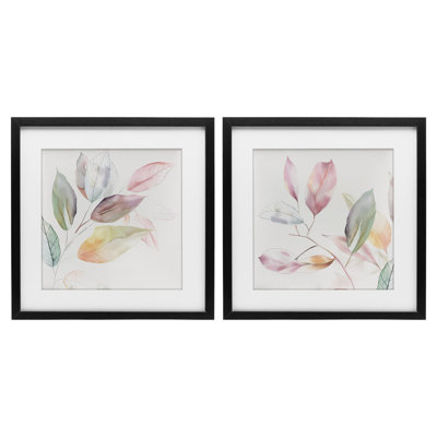 «Botanical Light Leaves», ensemble de 2 reproductions encadrées sous verre, par Raymond Powers