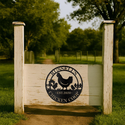 Farmhouse - Custom Metal Wall Accents, Metal  Chicken Coop Wall Decor, Rooster Sign On Door