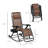 Set Of 2 Outdoor Rocking Chairs, Foldable Reclining Zero Gravity Lounge Rocker With Pillow, Cup & Phone Holder, Combo Design With Folding Legs, Brown