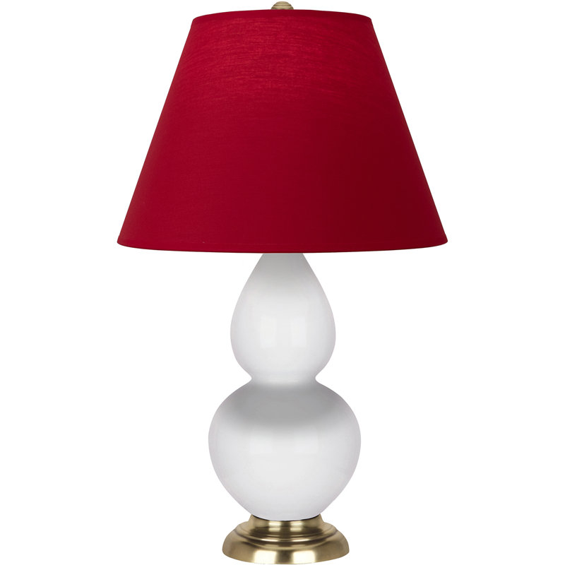 Petite lampe d'appoint à double gourde, Blanc / laiton naturel antique, Blanc