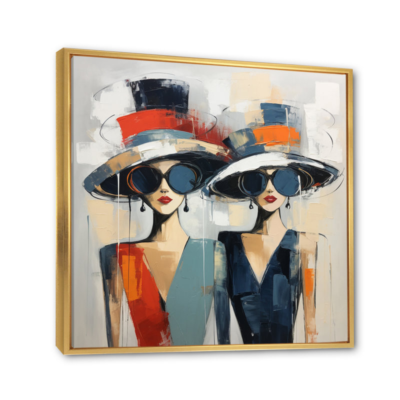 Fashion Hats Collection II - Fashion Wall Art Prints, Cadre flottant doré, H 16 po x l 16 po x P 1 po