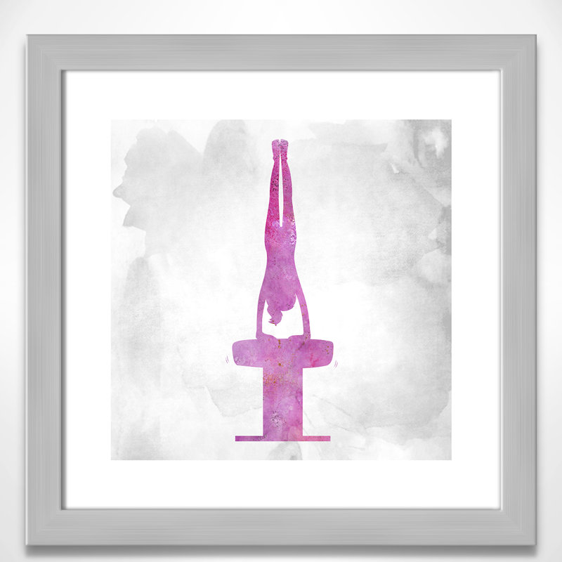 Gymnastics Sports, 18" H x 18" W x 0.63" D, Silver Flat Framed