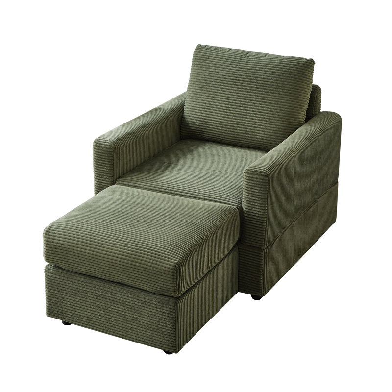 Chaise longue classique en velours côtelé avec, réglable pour le salon - canapé, odeur - tissu d'air frais, Vert