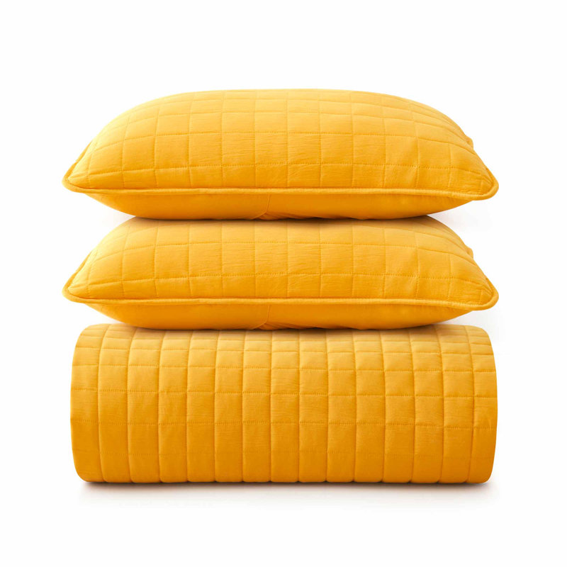 Ensemble de couvre-lit réversible en microfibre, Courtepointe très grand + 2 taies d'oreiller stan, Jaune