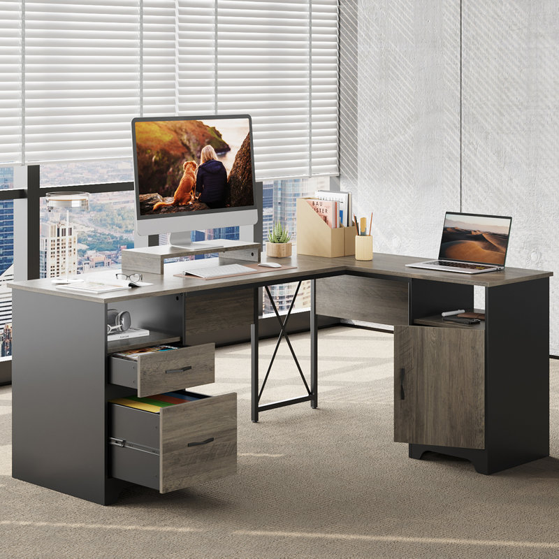 L-Shaped Computer Desk, Grey