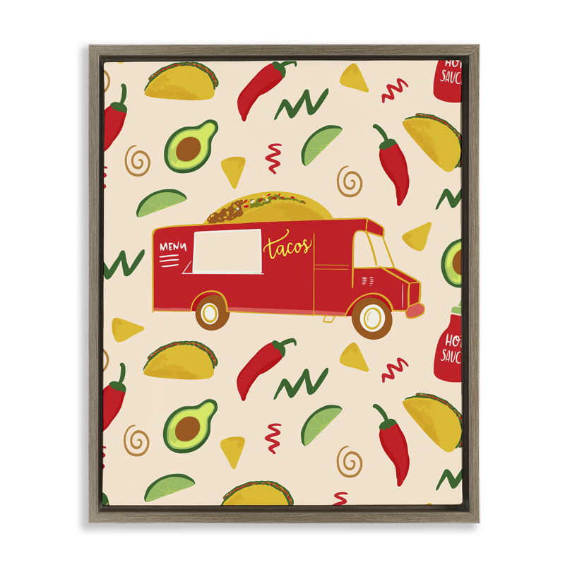 Art mural sur toile flottant Taco, 31" H x 25" W, Cadre flottant orme Montalcino