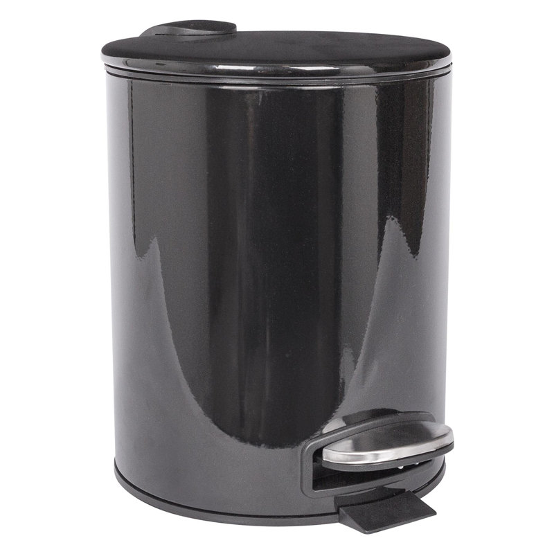 Harbour Housewares - Round Bathroom Pedal Bin, Black