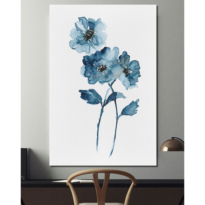 « blue botanique ii », reproduction, H 18 po x l 12 po x P 1,5 po, Toile tendue