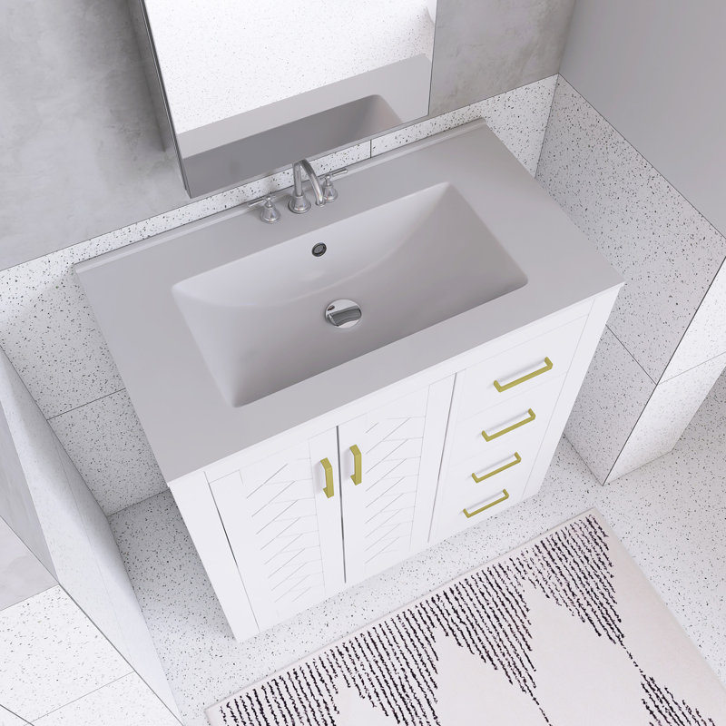 Meuble-lavabo 30 po avec lavabo en céramique, Blanc