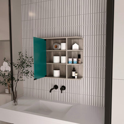 Pharmacie à 6 tablettes avec miroir