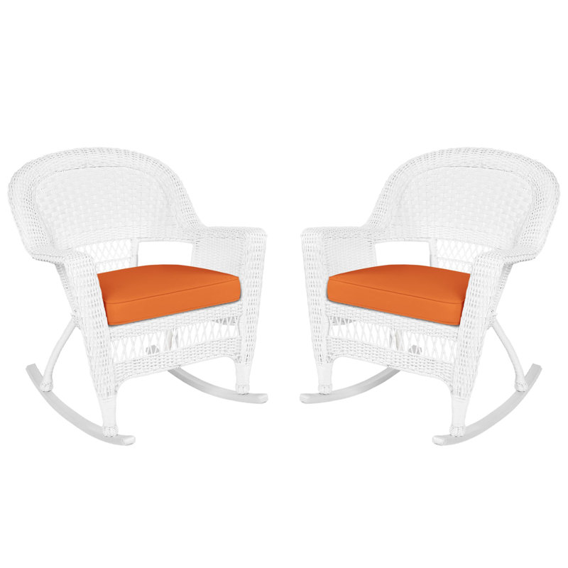 Chaise berçante en osier Raenesha, Blanc, Orange