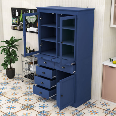 Élégant garde-manger avec portes en verre trempé, tablettes réglables