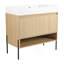 Ensemble de meuble-lavabo 36 po avec lavabo simple en résine, ensemble d'armoires de rangement modernes 2 portes, bois massif multicouche