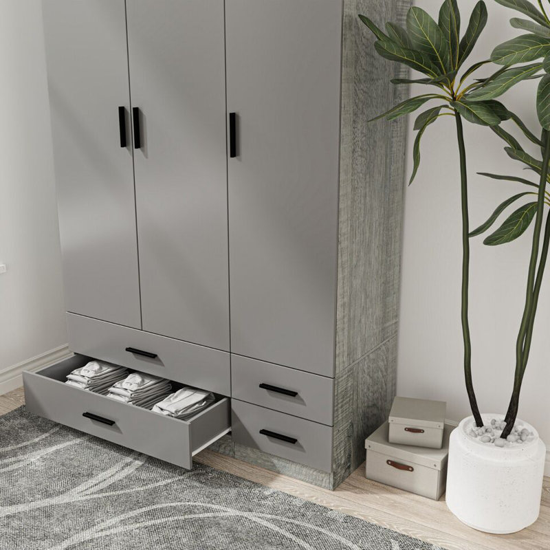 Retonia Manufactured Wood Wardrobe, Ash Grey/Grey