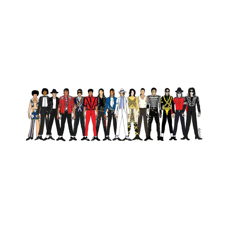 Michael Jackson Line Up by Notsniw Art - Panoramic Print on Canvas, 30.48 cm H x 91.44 cm W x 1.91 cm D, Wrapped Canvas