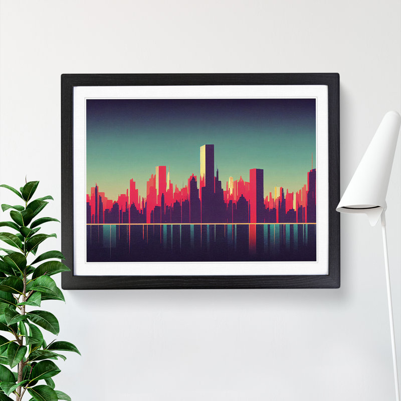 Otherworldly Skyline Architecture - Framed Print, Black, 25cm H x 34cm W x 2cm D