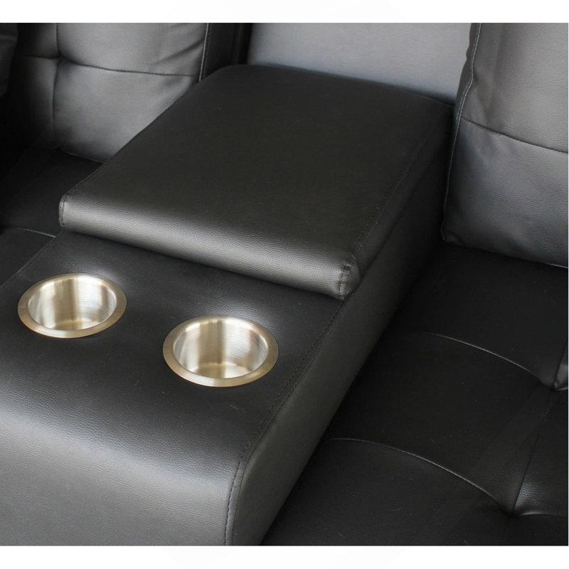 Canapé avec lumières DEL, chargeur USB, console de rangement, porte-gobelets, coussins capitonnés