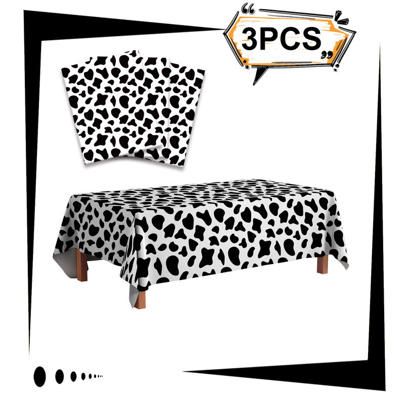 Cow Party Supplies, 3pcs Cow Table Cloth