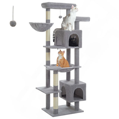 Cat Tree For Indoor Large And Adult Cats With Hammock, Scratching Posts, Condo House And Top Perch