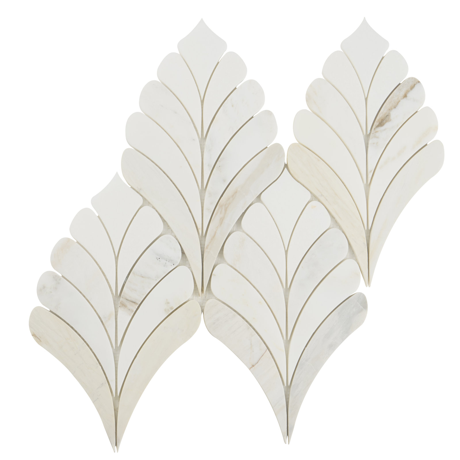 Rosea Floral 14.09 In. X 15.15 In. Polished Marble Mosaic Floor And Wall Tile (7.4 Sq. Ft. / Each), Bianco White