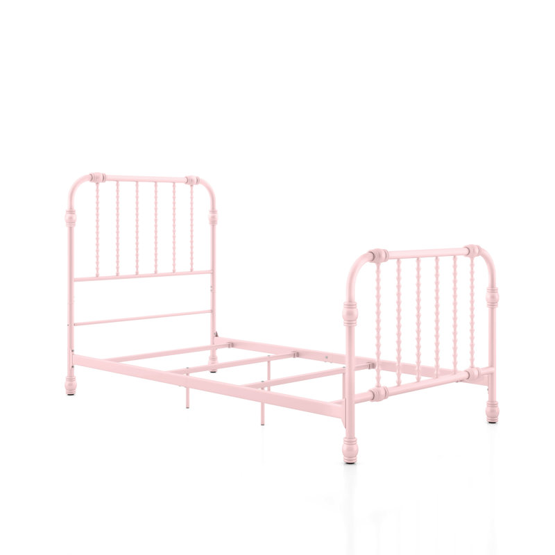 Wren Metal Spindle Panel Bed, Twin, Pink