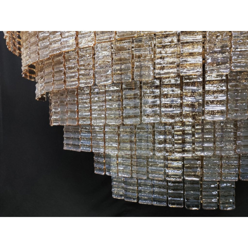 Lustre ovale ovale Venini, G - vert, Nickel satiné, 30" Width x 16" Depth x 20" Height