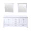 Meuble-lavabo double blanc 80 po X P 22 po P, plateau en marbre de culture et Miroirs-118001341