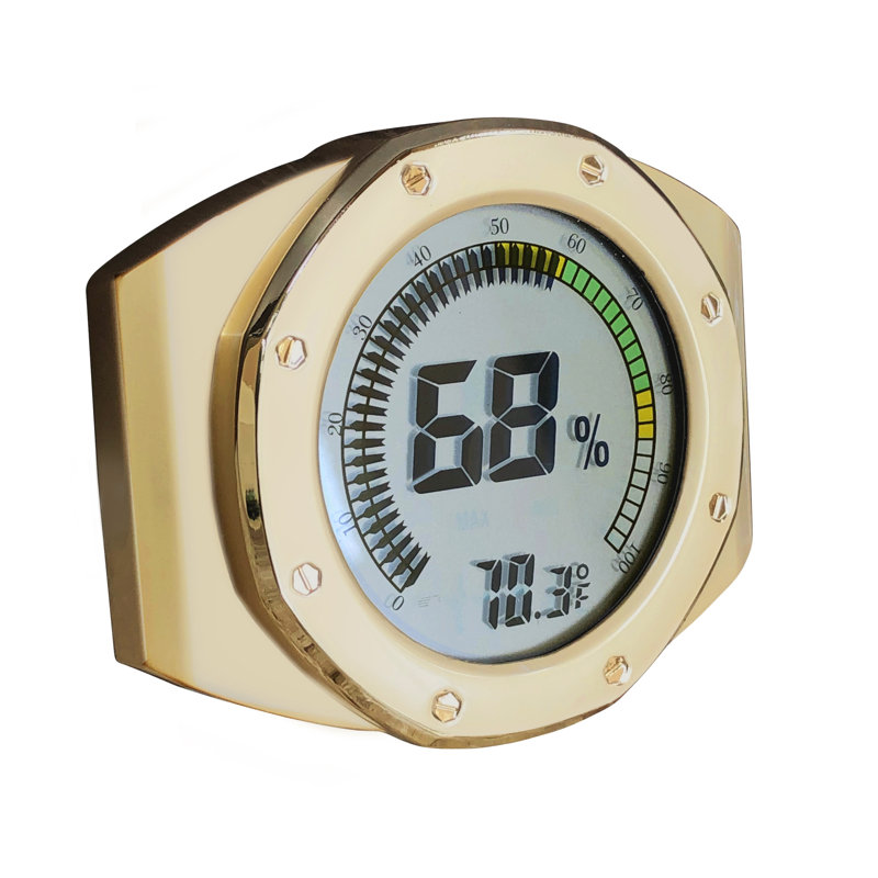Hygromètre numérique à lunette de montre, Or