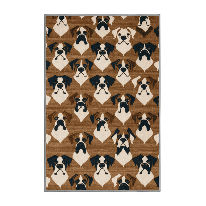 Washable Boxer Dogs Area Rug, Rectangle 2' x 3'