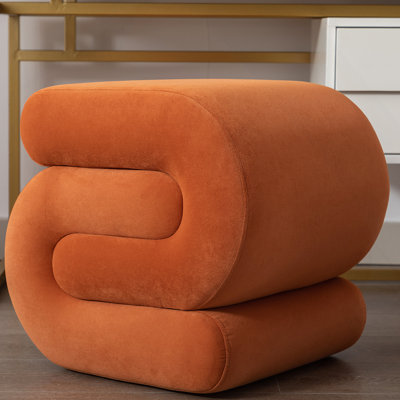 S-Shape Velvet Fabric Ottoman Makeup Stool Footstool