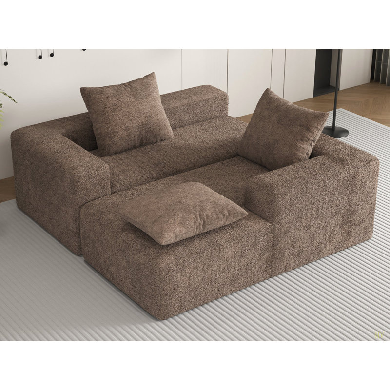 Canapé modulaire de 106 po avec méridienne en L, canapé modulaire à assise profonde, canapé désossé pour le salon, canapé en nuage sans assemblage requis