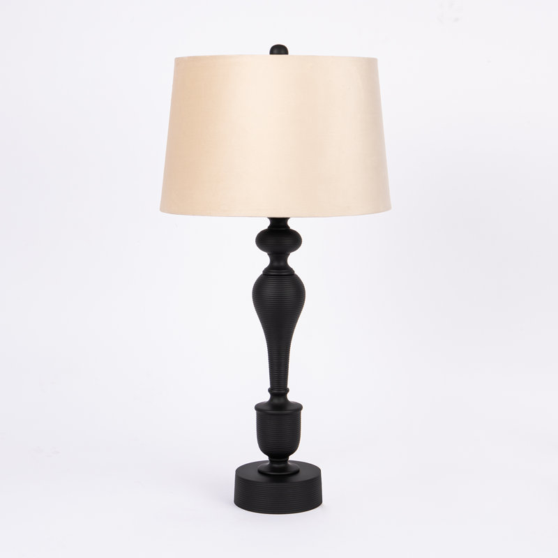 Matte Black Metal Tall Candlestick Table Lamp