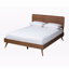Grand lit plateforme Chantol Mid-Century moderne, brun noyer, l 63,35 po x L 82,15 po x H 58,3 po-500708091