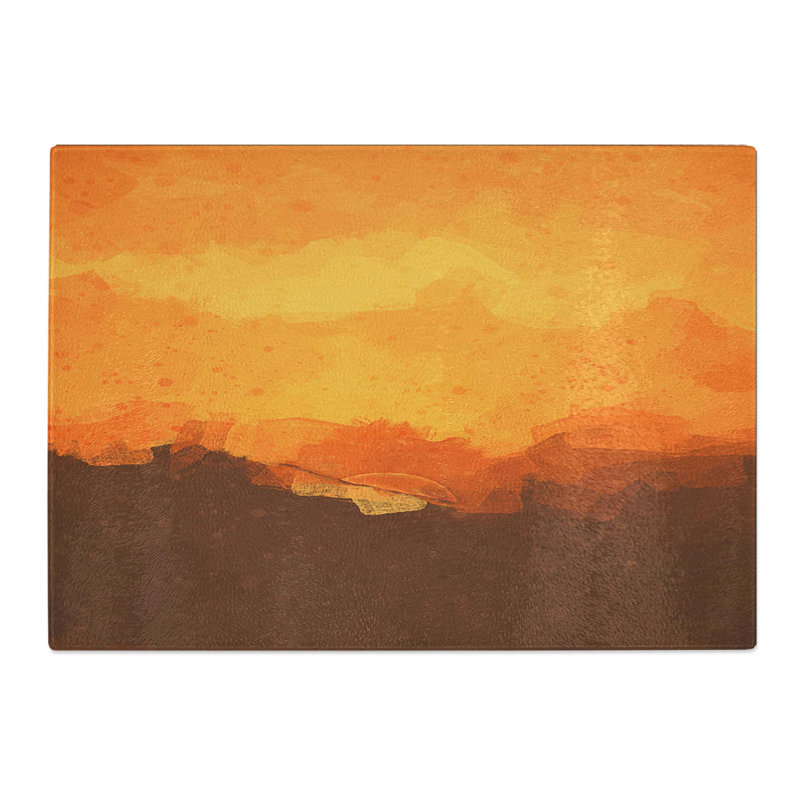 Tempered Glass Sunset Chopping Board, 28.5 cm W x 20 cm L